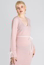 Textured Stretch Jersey Long Sleeve Midi Dress