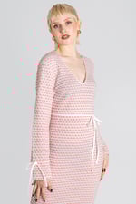 Textured Stretch Jersey Long Sleeve Midi Dress