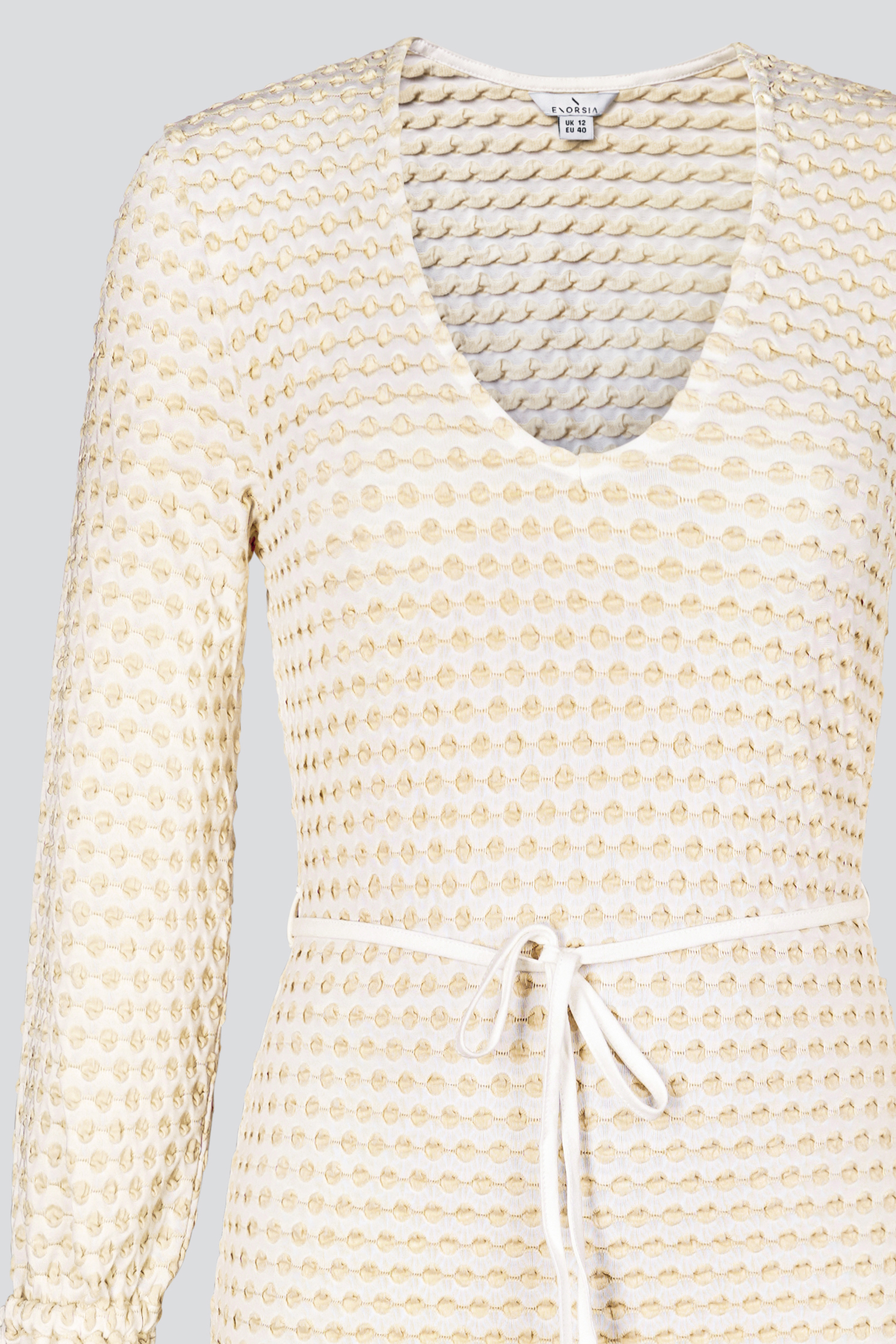 Textured Stretch Jersey Long Sleeve Midi Dress