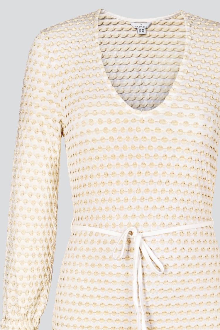 Textured Stretch Jersey Long Sleeve Midi Dress