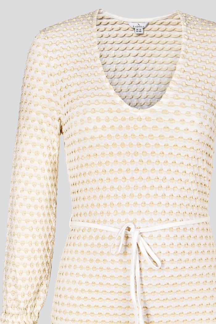 Textured Stretch Jersey Long Sleeve Midi Dress