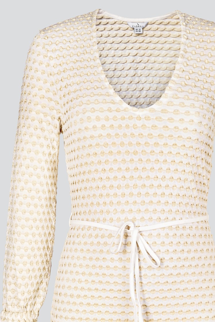 Textured Stretch Jersey Long Sleeve Midi Dress