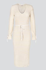 Textured Stretch Jersey Long Sleeve Midi Dress