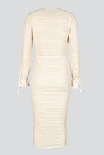 Textured Stretch Jersey Long Sleeve Midi Dress