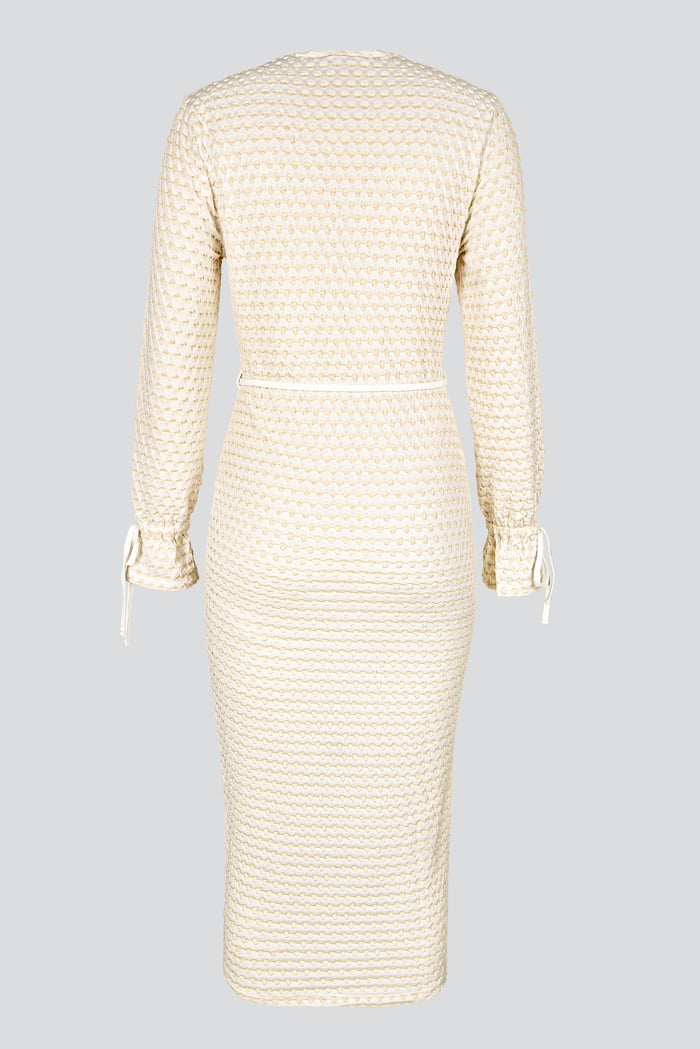 Textured Stretch Jersey Long Sleeve Midi Dress