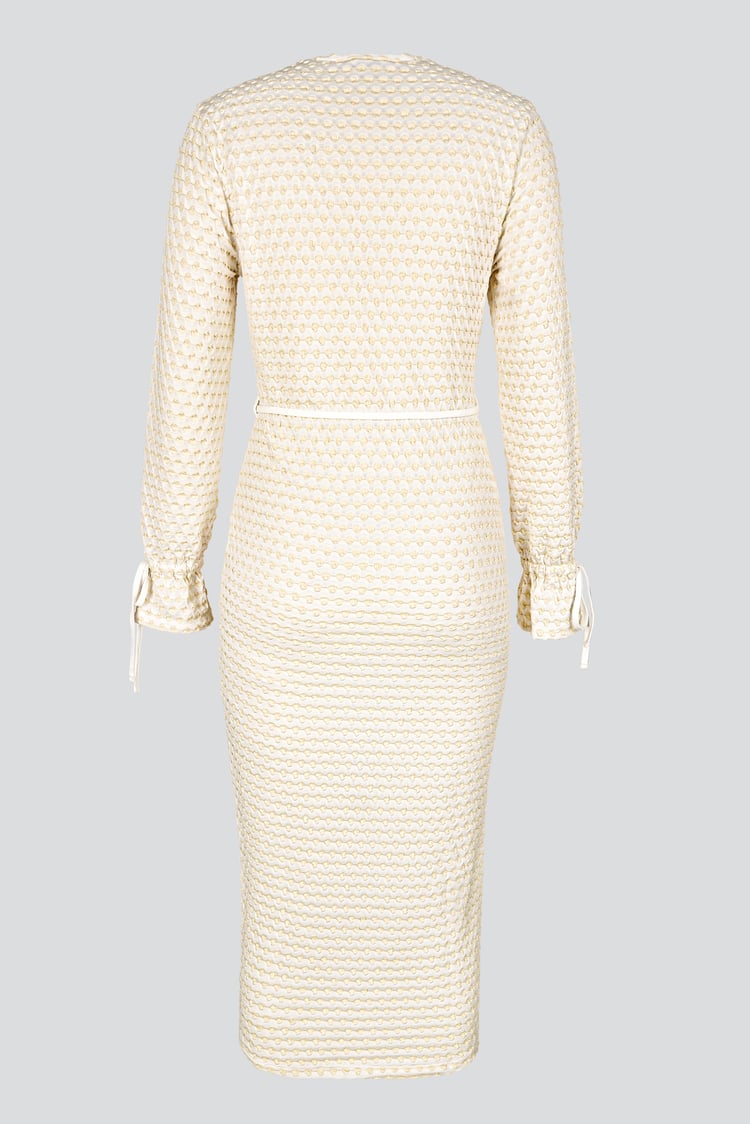 Textured Stretch Jersey Long Sleeve Midi Dress