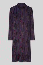 Womens Cut Out Printed Midi Flare Dress