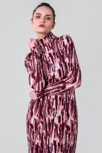 Womens Cut Out Printed Midi Flare Dress