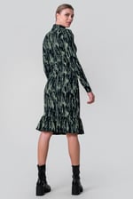 Womens Cut Out Printed Midi Flare Dress