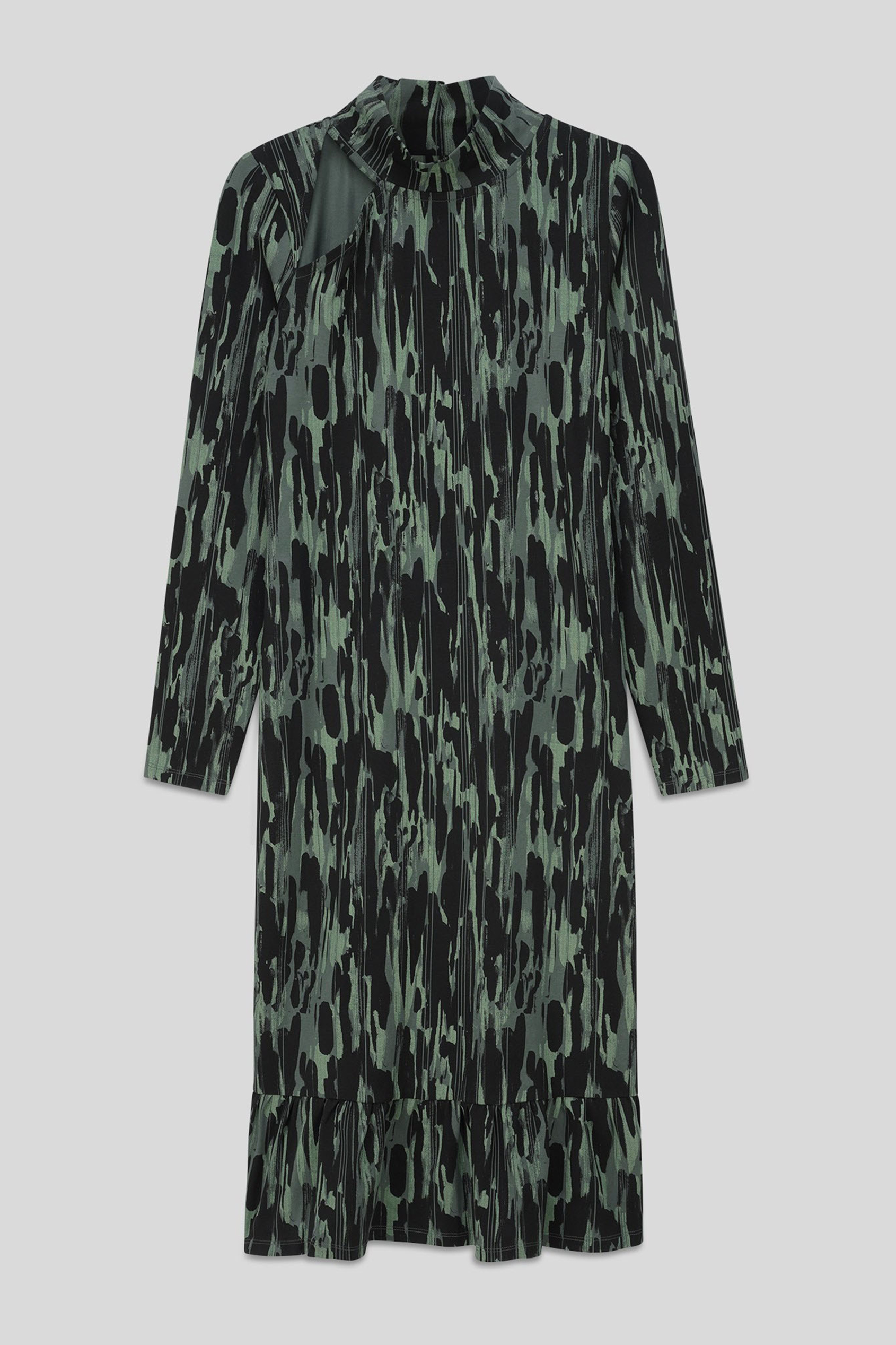 Womens Cut Out Printed Midi Flare Dress