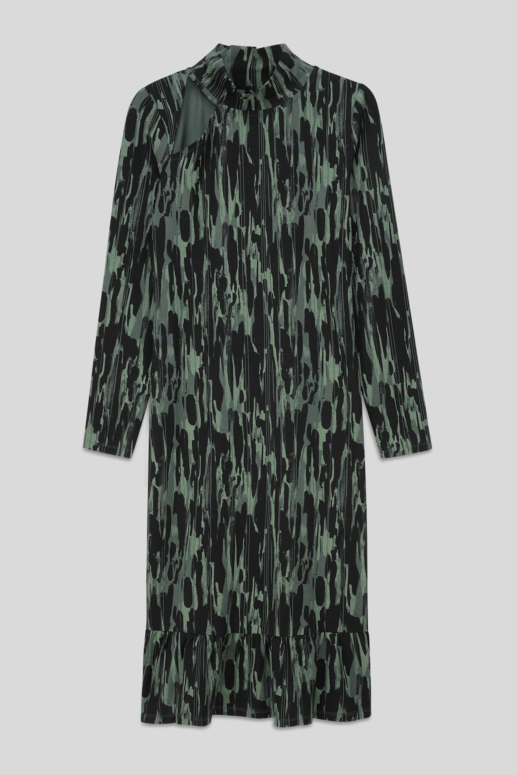 Womens Cut Out Printed Midi Flare Dress