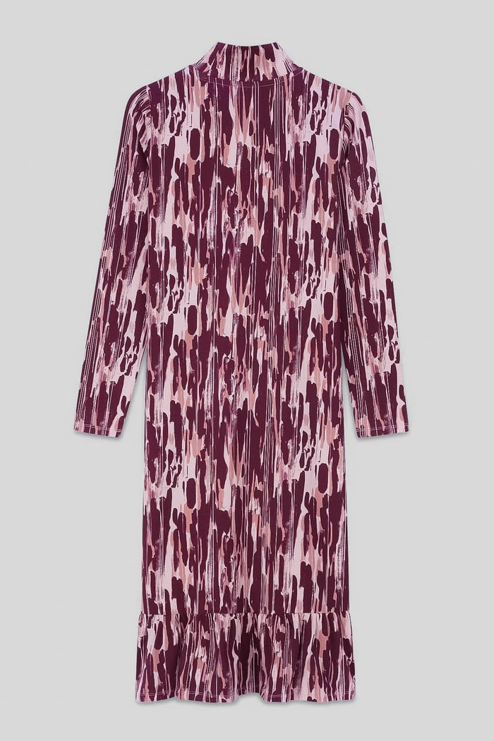 Womens Cut Out Printed Midi Flare Dress