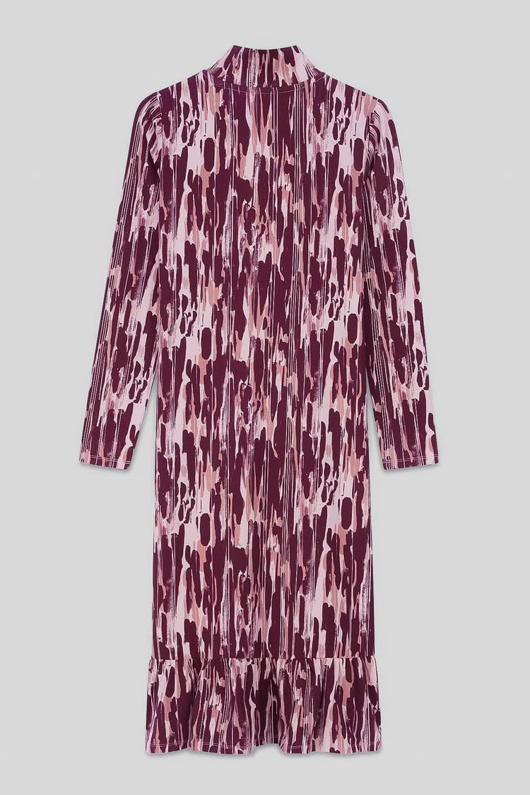 Womens Cut Out Printed Midi Flare Dress