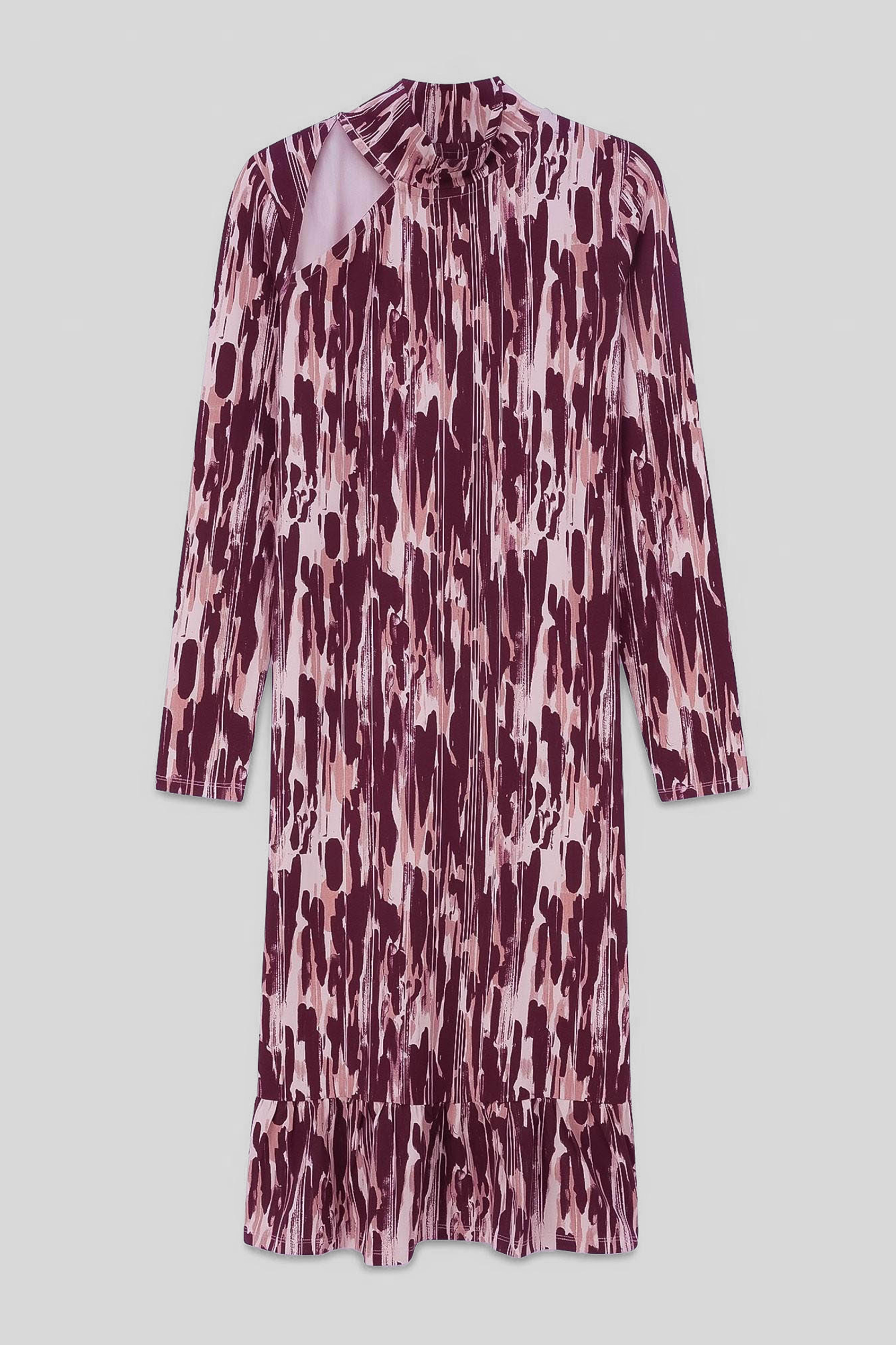 Womens Cut Out Printed Midi Flare Dress