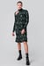 Womens Cut Out Printed Midi Flare Dress