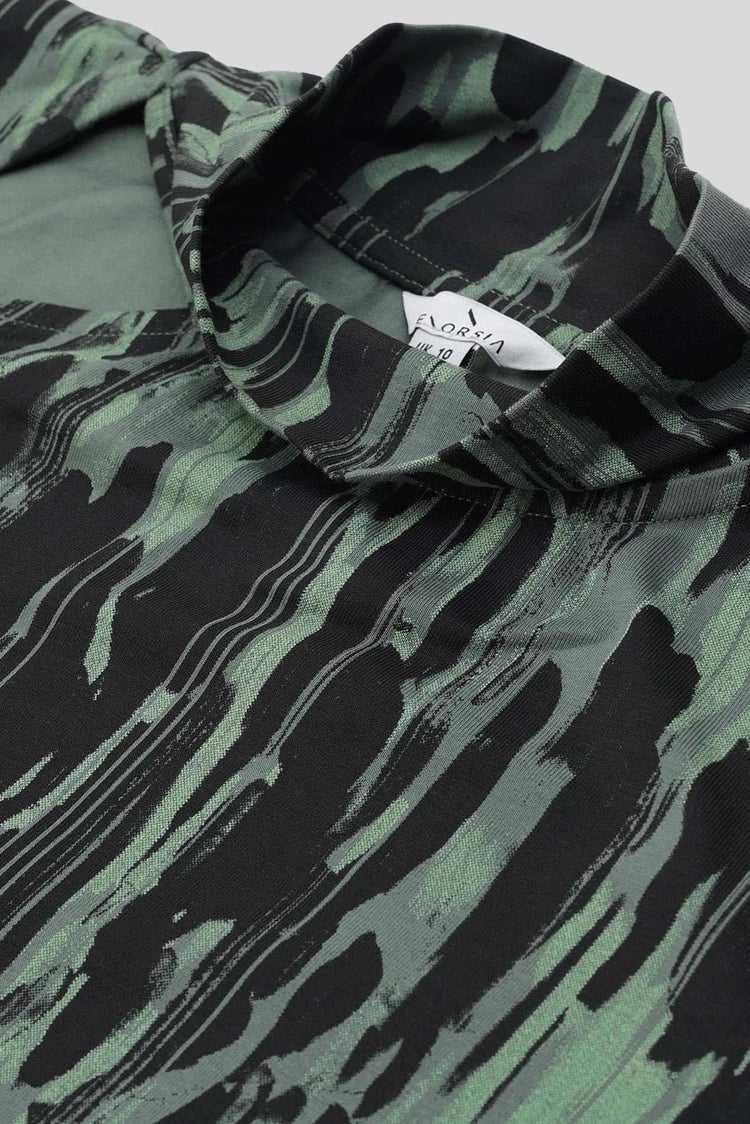 Womens Cut Out Printed Midi Flare Dress