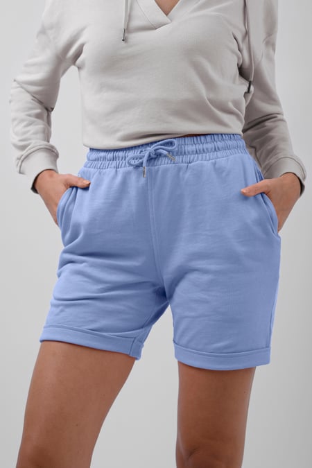Womens Blue Roll Up Pull-on Shorts