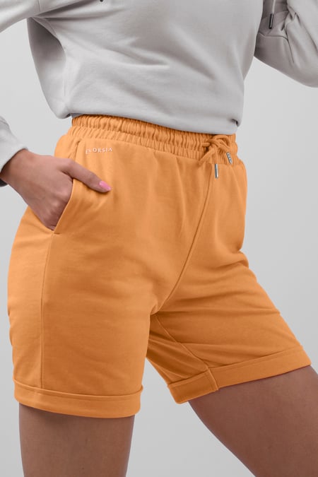 Womens Orange Roll Up Pull-on Shorts