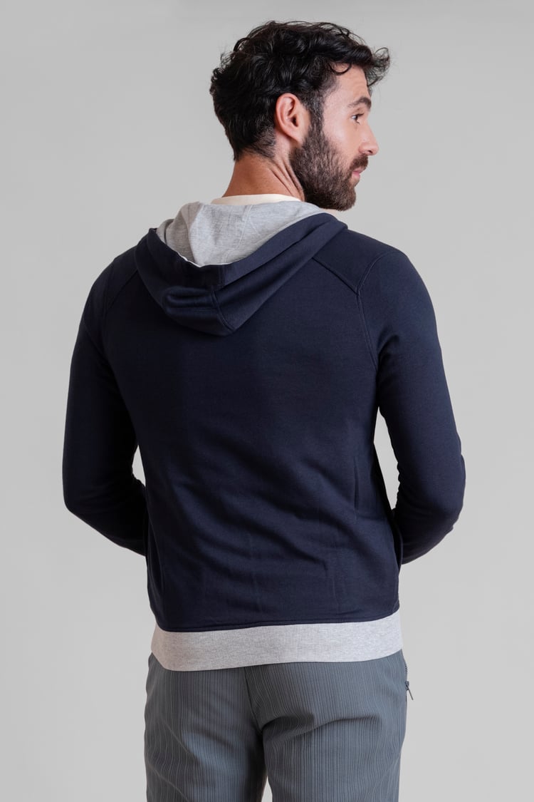 Mens Wave Full Zip  Contrast Hoodie