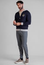 Mens Wave Full Zip  Contrast Hoodie