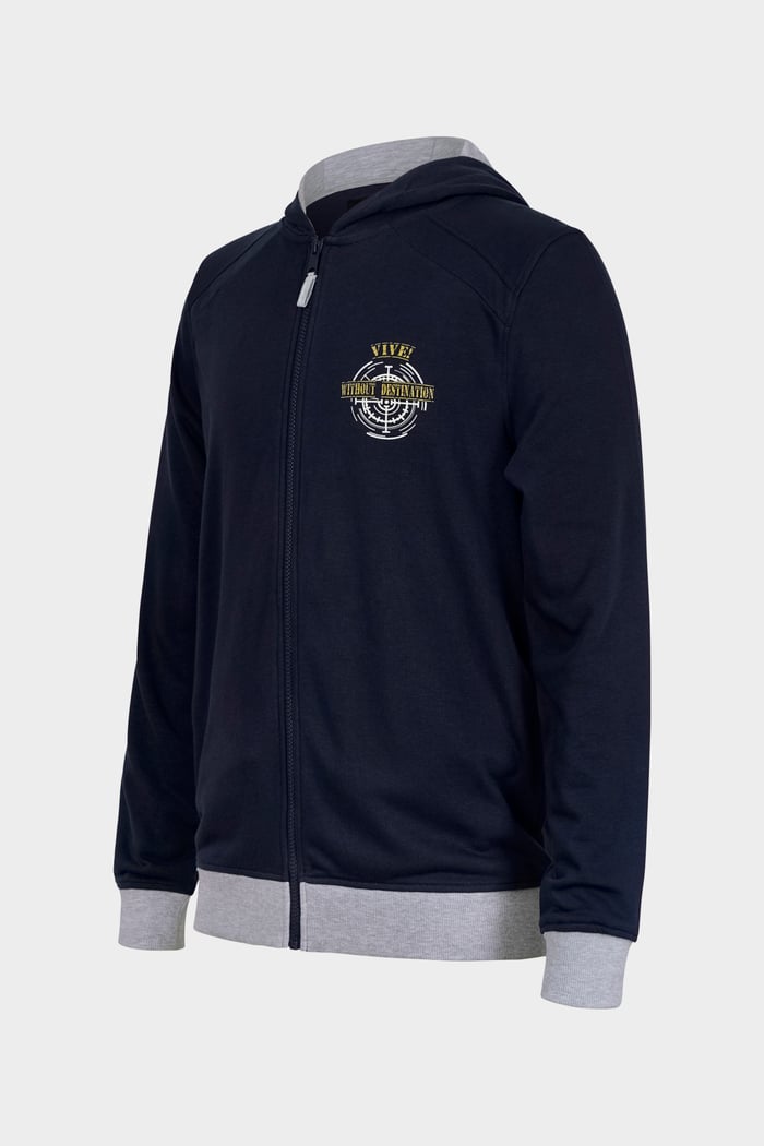 Mens Wave Full Zip  Contrast Hoodie