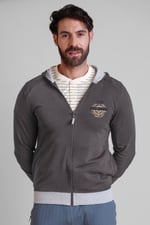 Mens Wave Full Zip  Contrast Hoodie