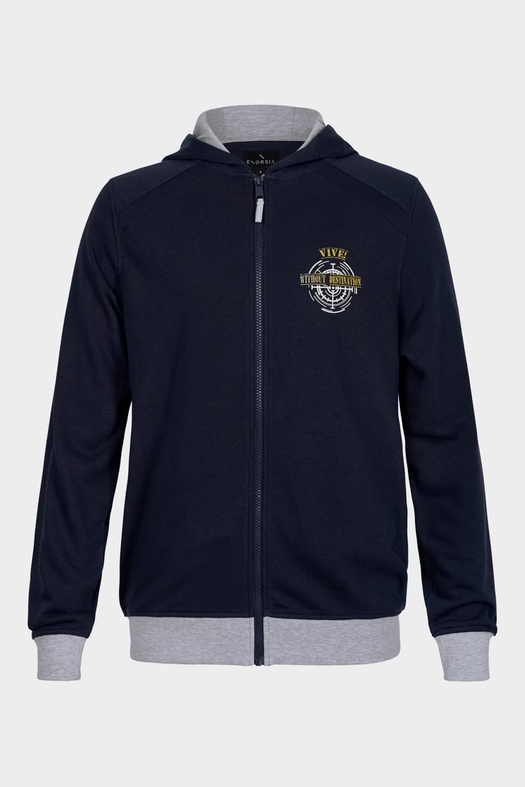 Mens Wave Full Zip  Contrast Hoodie