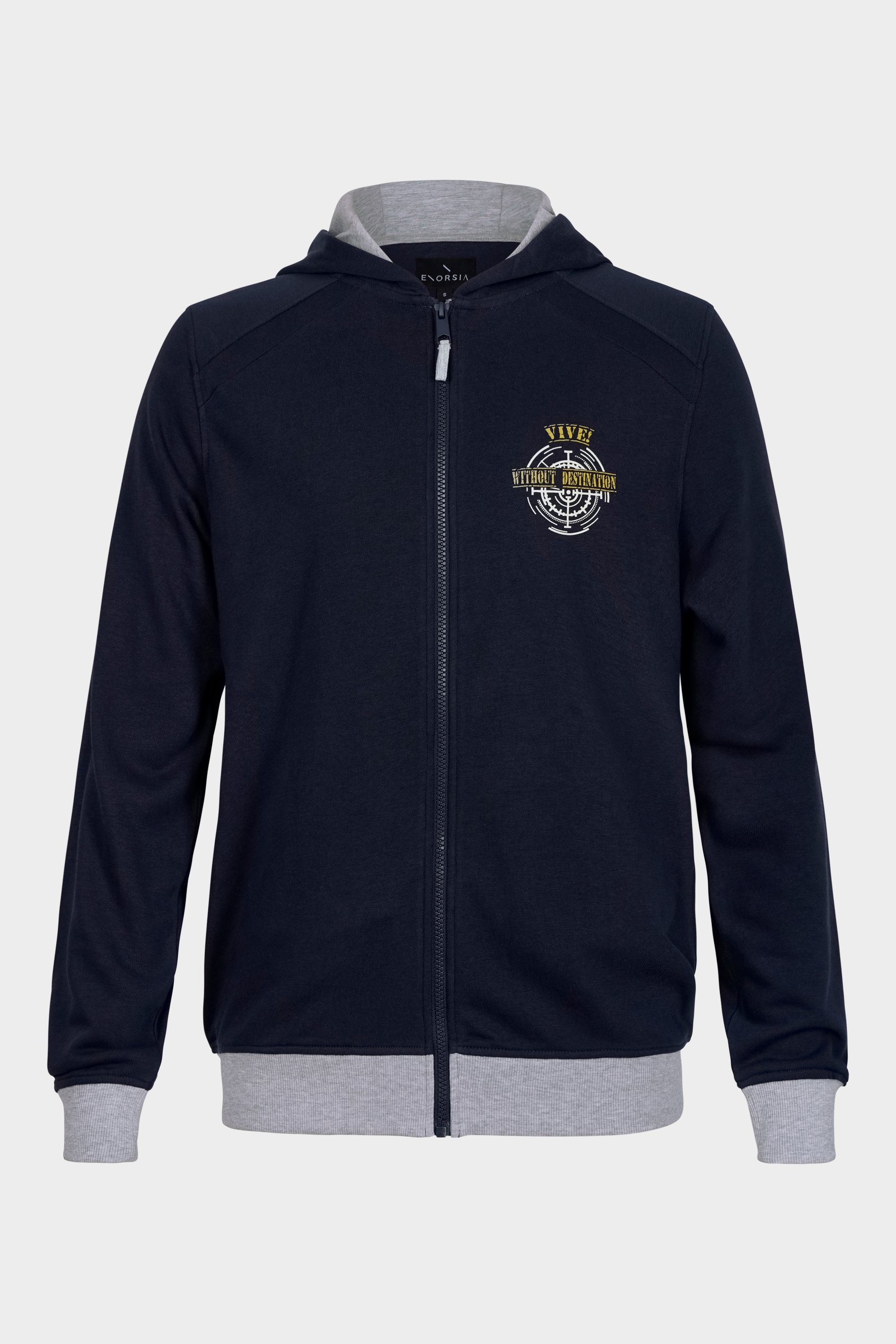 Mens Wave Full Zip  Contrast Hoodie