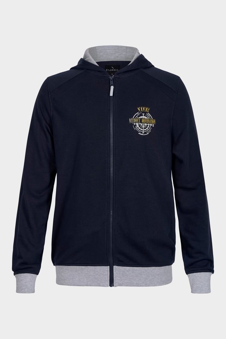 Mens Wave Full Zip  Contrast Hoodie