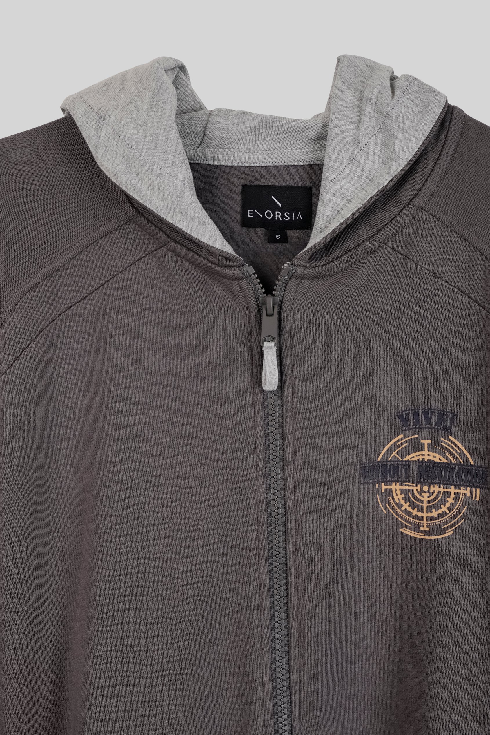 Mens Wave Full Zip  Contrast Hoodie