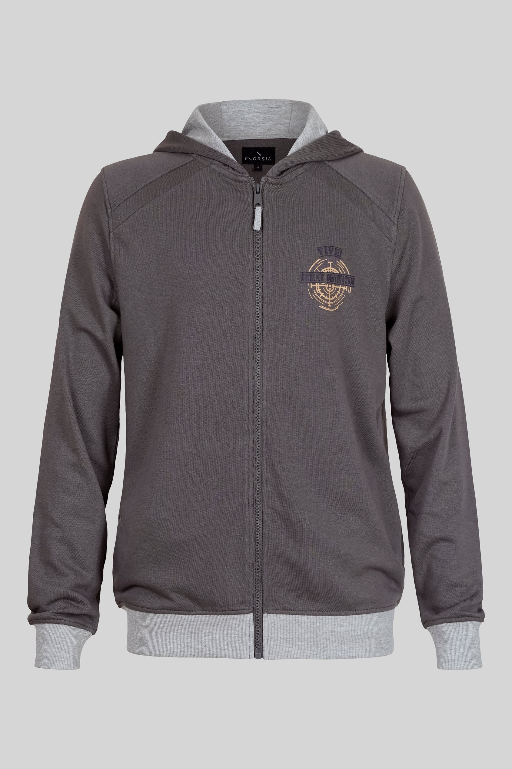 Mens Wave Full Zip  Contrast Hoodie