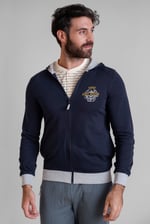 Mens Wave Full Zip  Contrast Hoodie