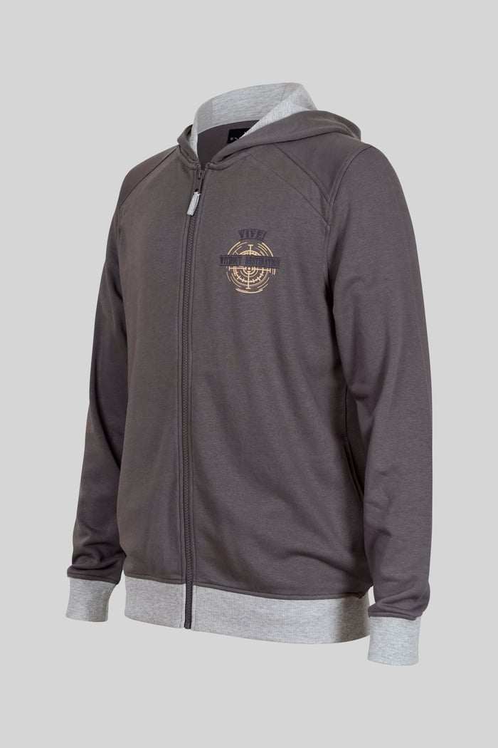 Mens Wave Full Zip  Contrast Hoodie