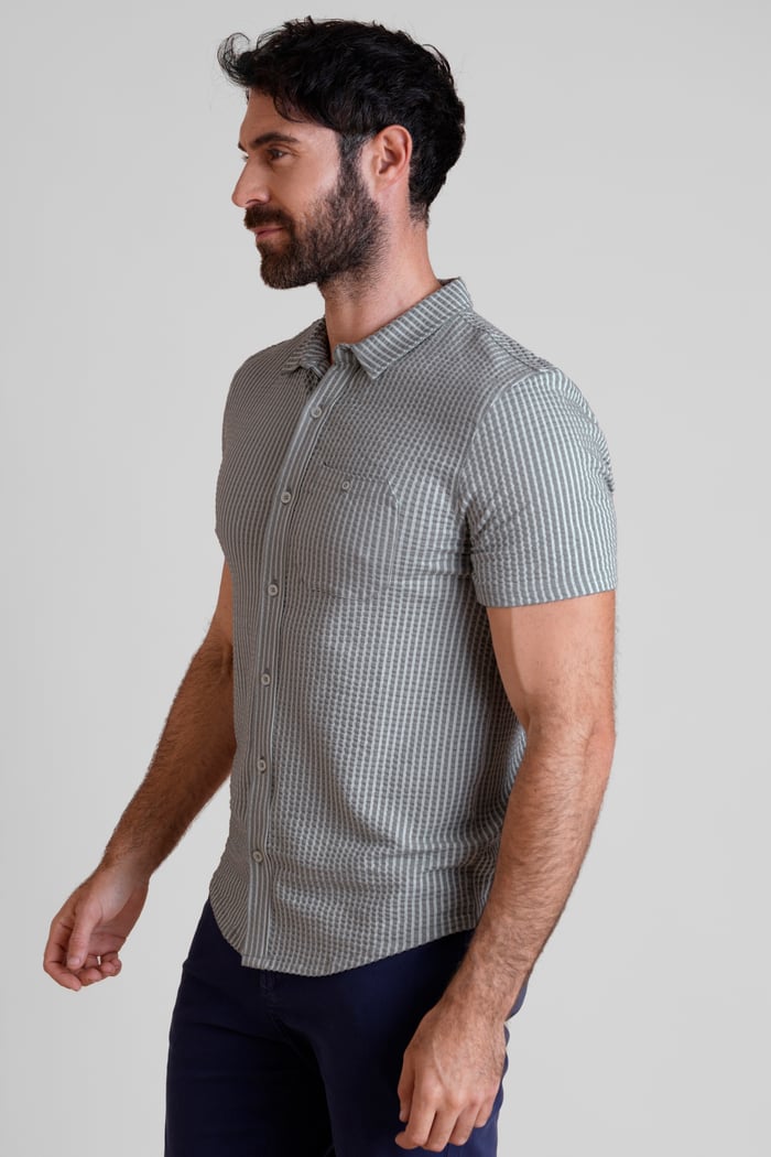 Jersey Searsucker Stripe Short Sleeve Shirt