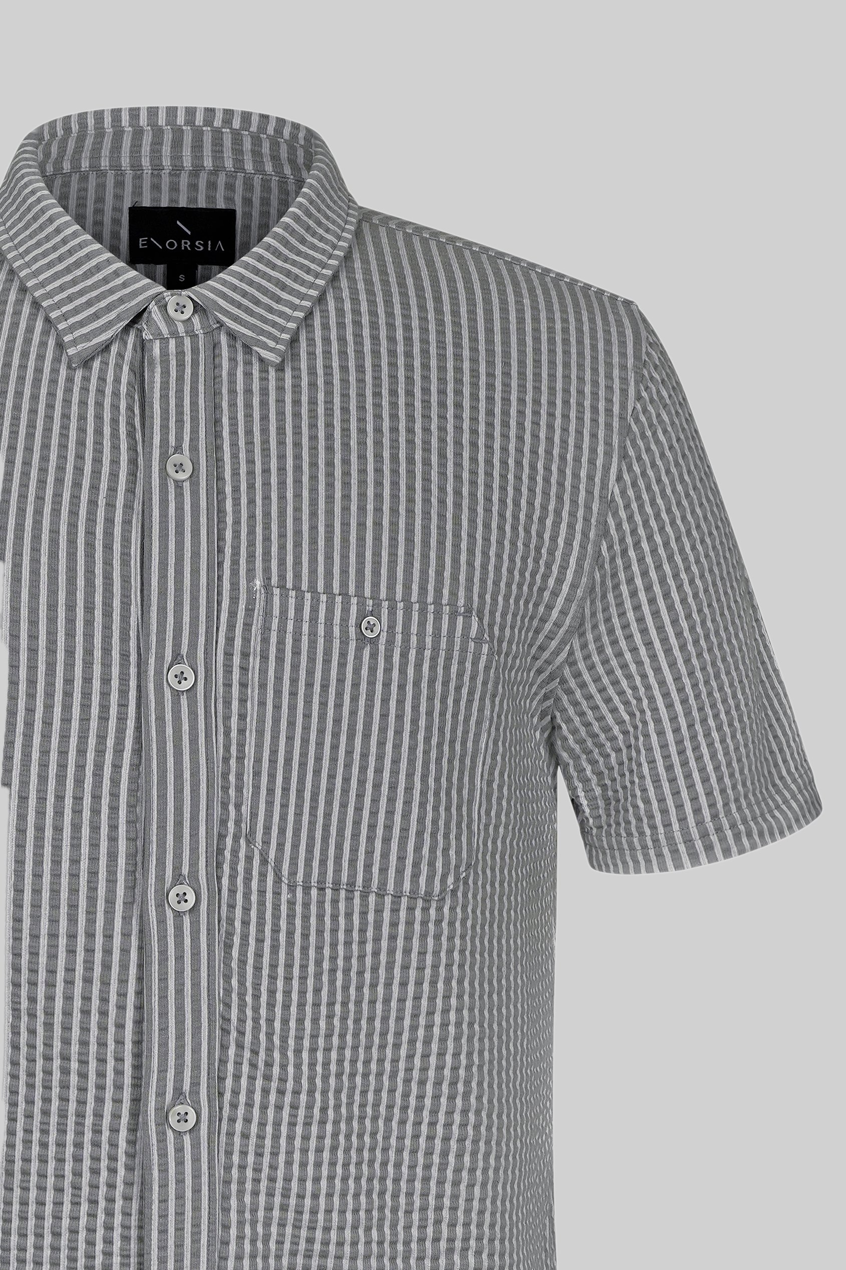 Jersey Searsucker Stripe Short Sleeve Shirt