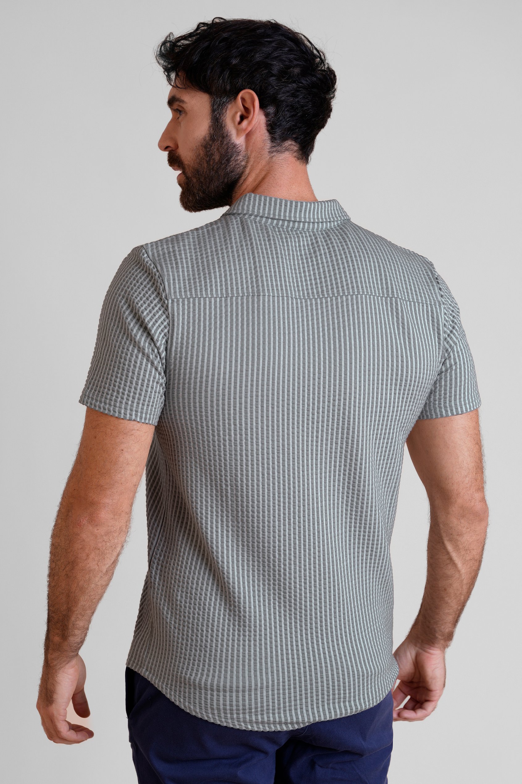 Jersey Searsucker Stripe Short Sleeve Shirt