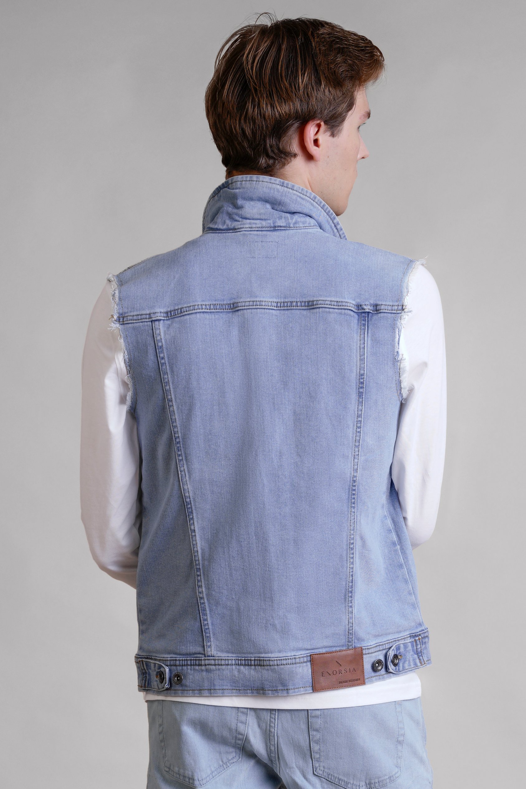 Regular Fit Stretch Denim Sleeveless Jacket