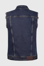 Regular Fit Stretch Denim Sleeveless Jacket