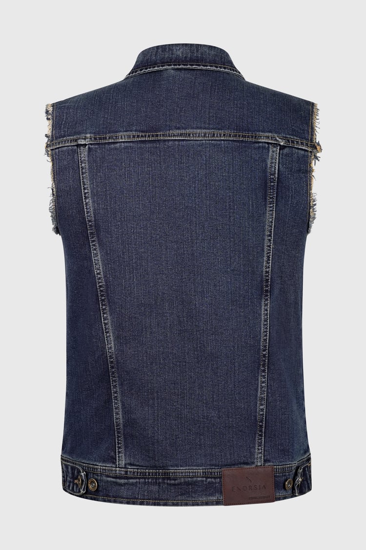 Regular Fit Stretch Denim Sleeveless Jacket
