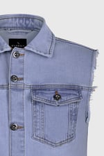 Regular Fit Stretch Denim Sleeveless Jacket