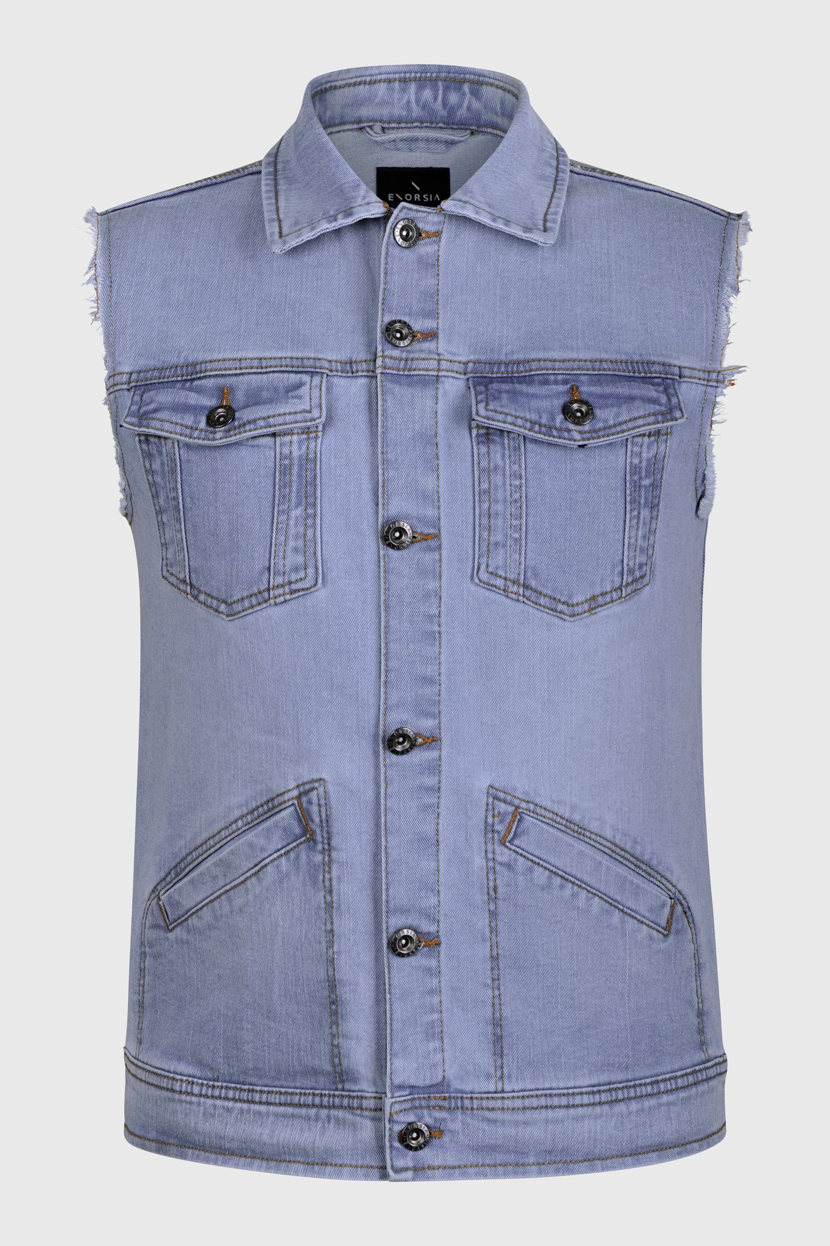 Regular Fit Stretch Denim Sleeveless Jacket