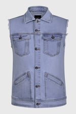 Regular Fit Stretch Denim Sleeveless Jacket