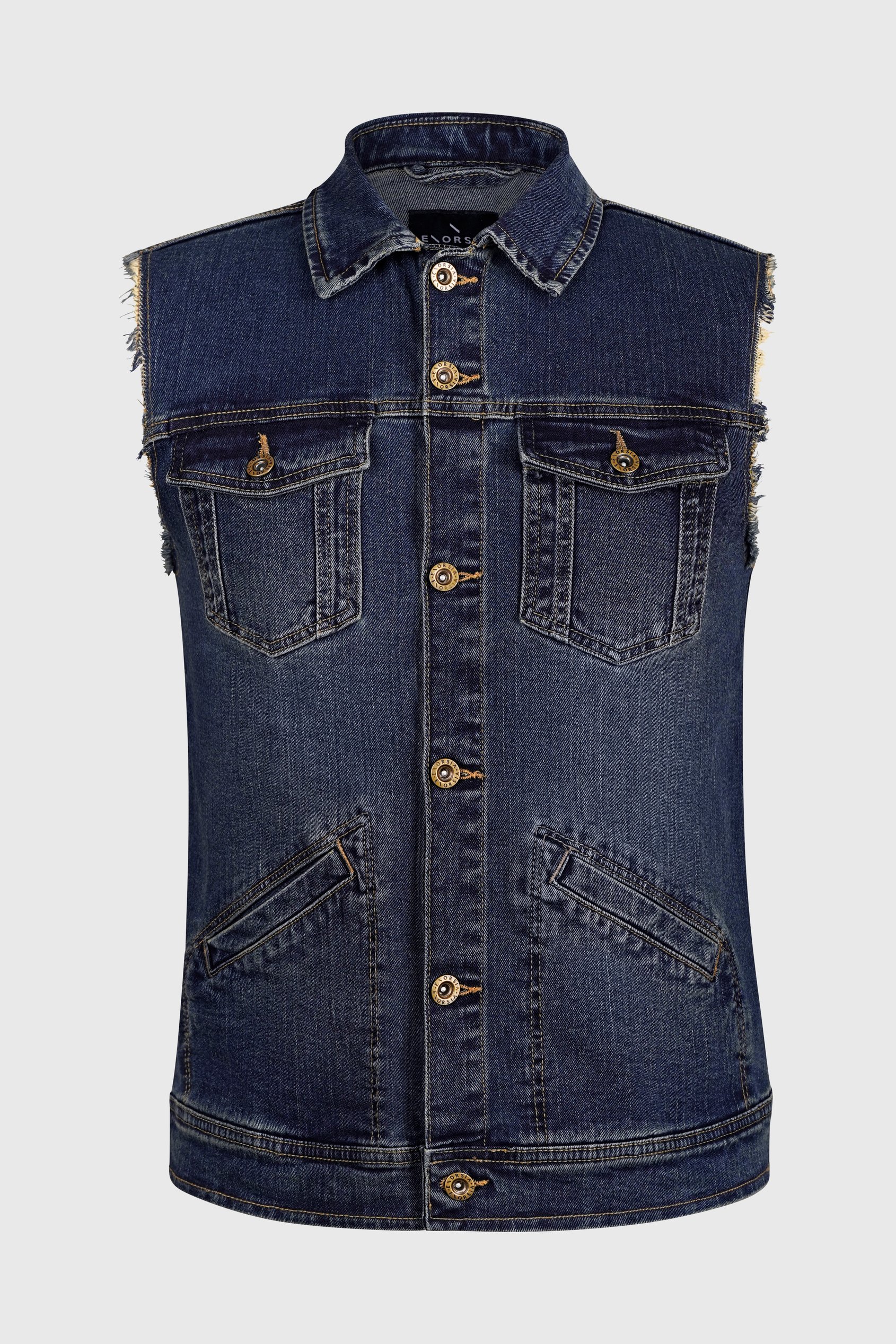 Regular Fit Stretch Denim Sleeveless Jacket