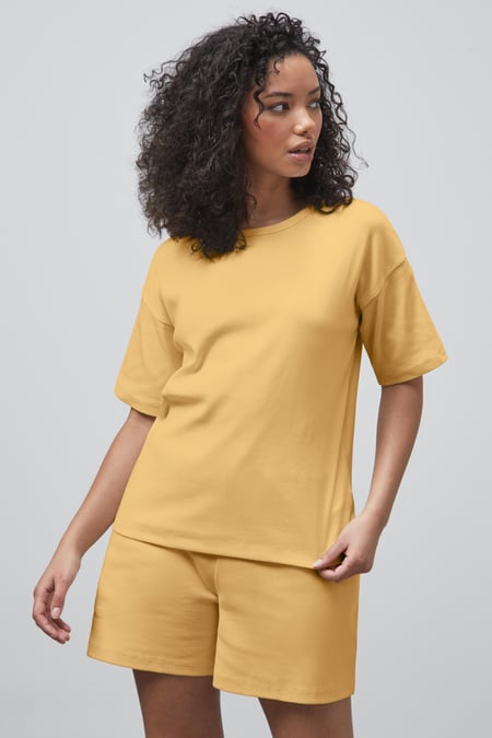 White Oversized Ribbed T-Shirt & Shorts Set