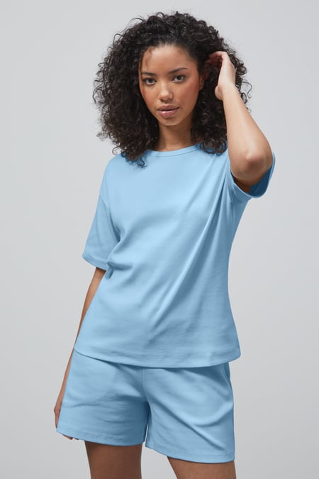 White Oversized Ribbed T-Shirt & Shorts Set