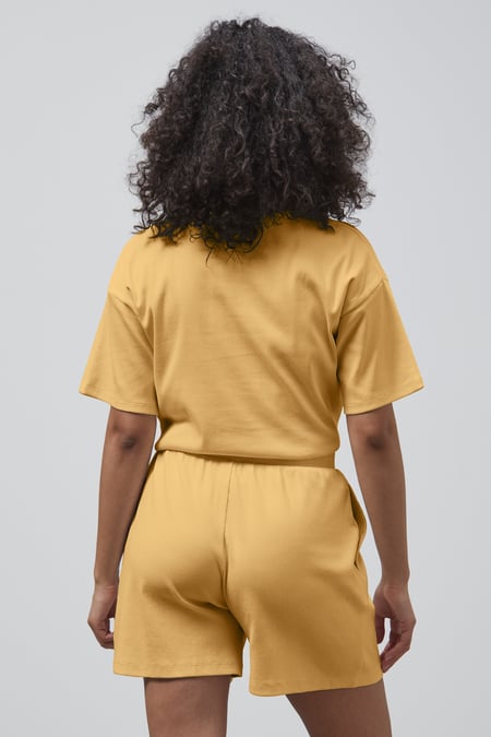 Yellow Ribbed T-Shirt & Shorts Set