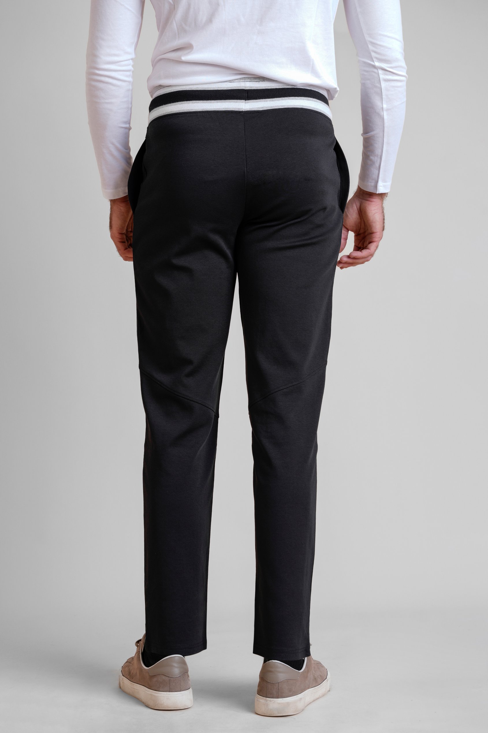 Men's Striped Rib Waistband Jersey Trouser