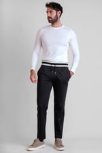 Men's Striped Rib Waistband Jersey Trouser