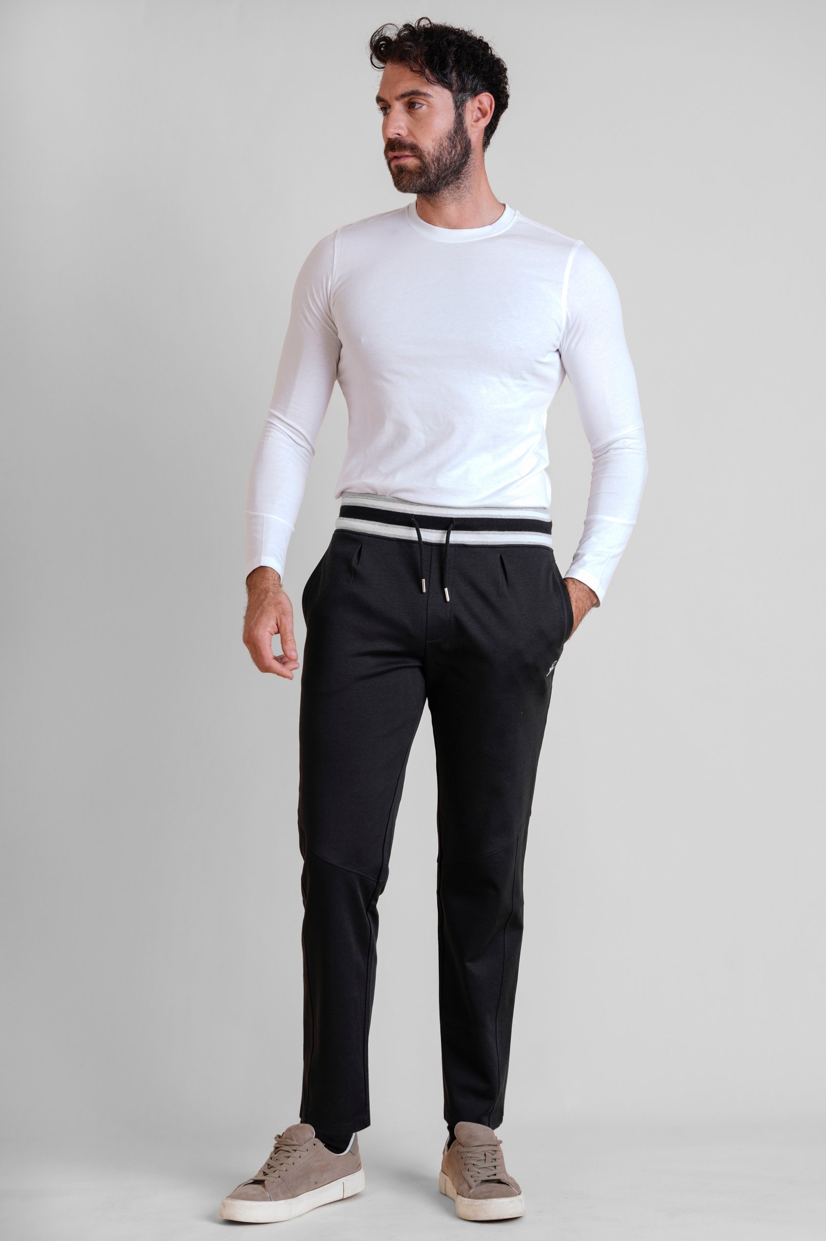 Men's Striped Rib Waistband Jersey Trouser