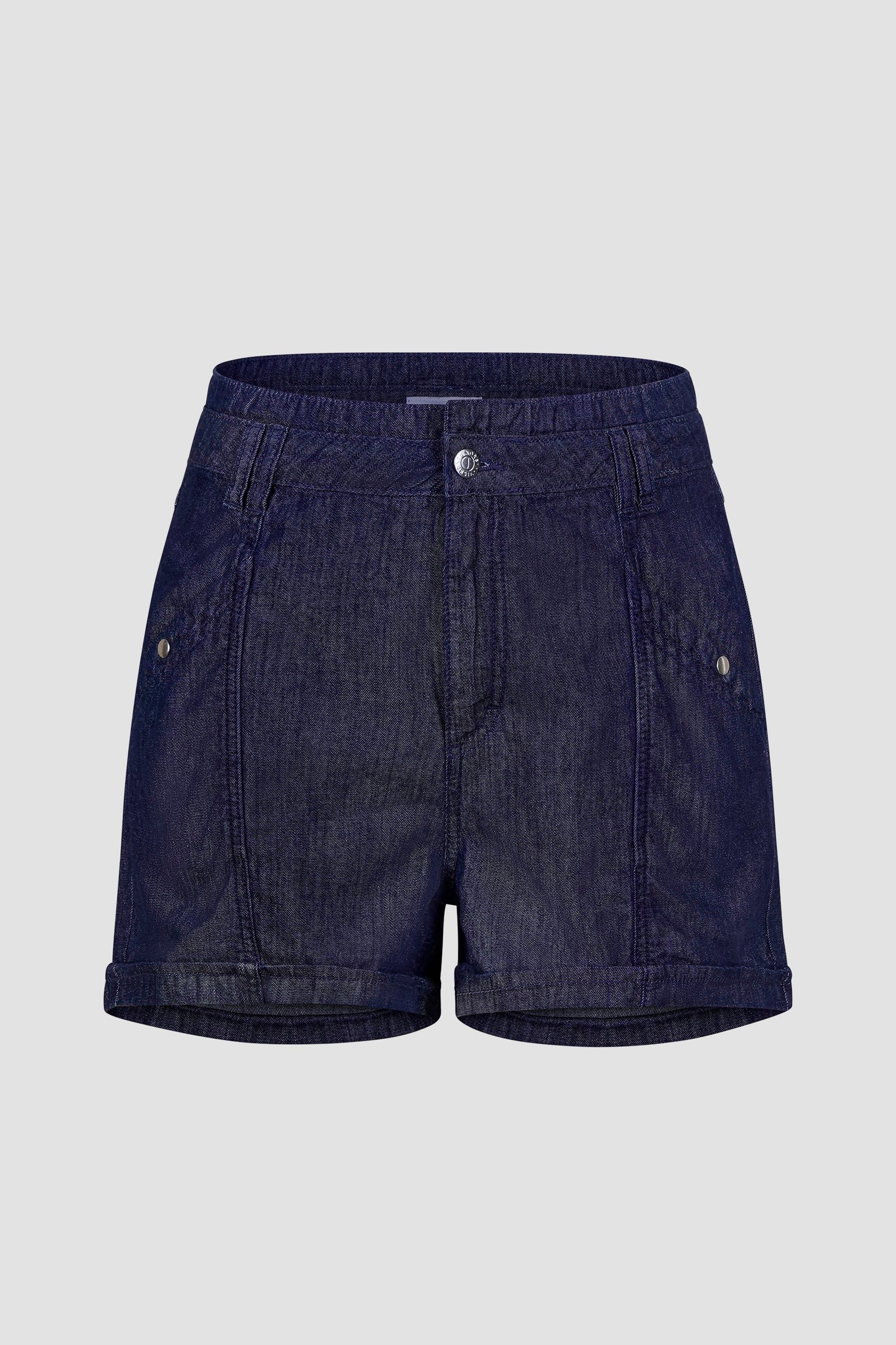 High-Waisted Denim Shorts With Button Details